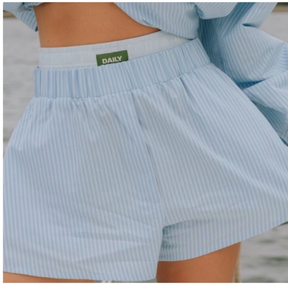 Daily Drills- Poplin Double Band Resort Shorts - Blue Stripe